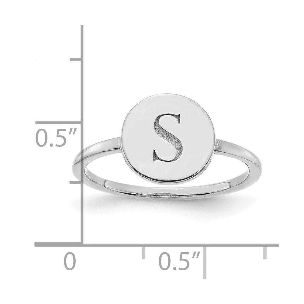 10k White Gold Round Initial Ring