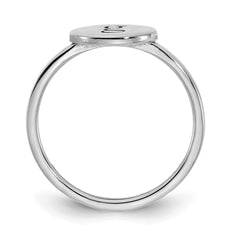 10k White Gold Oval Initial Ring