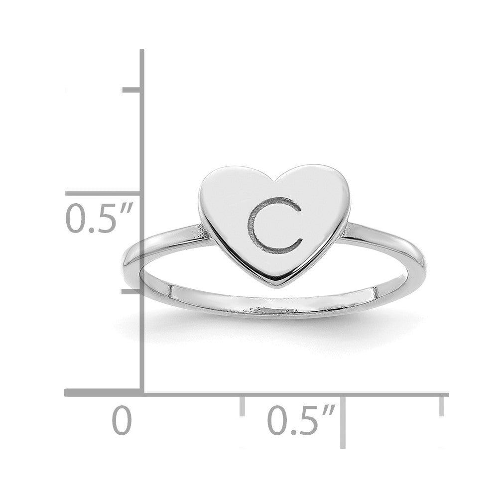 10k White Gold Initial Heart Ring