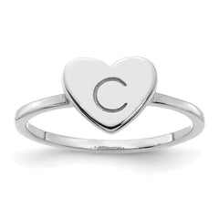 10k White Gold Initial Heart Ring