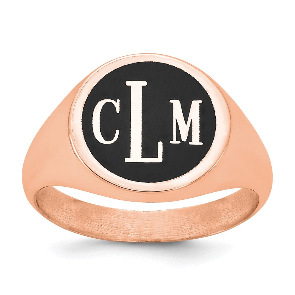 14k Rose Gold with Epoxy Monogram Ring
