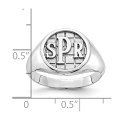 14k White Gold Textured Monogram Signet Ring