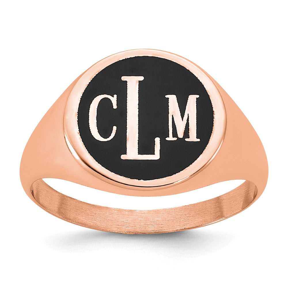 Sterling Silver/Rose-plated with Epoxy Monogram Ring - 2