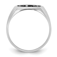Sterling Silver/Rhodium-plated with Epoxy Monogram Ring - 2