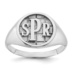 10k White Gold Textured Monogram Signet Ring - 2