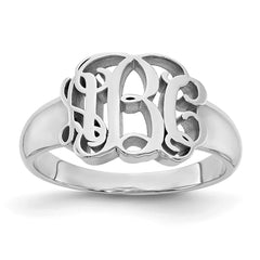 Sterling Silver/Rhodium-plated Monogram Ring - 4