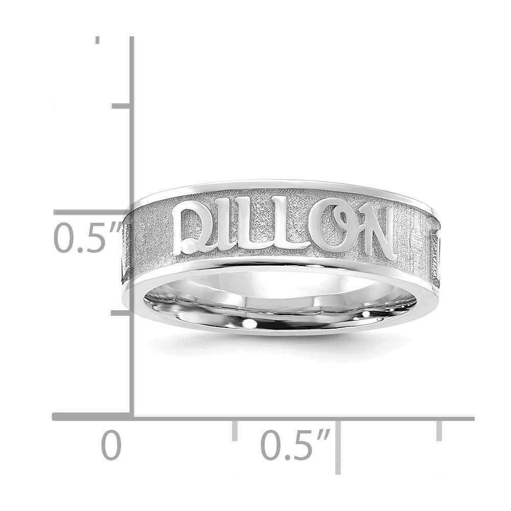 10k White Gold Polished and Sandblasted Name Ring