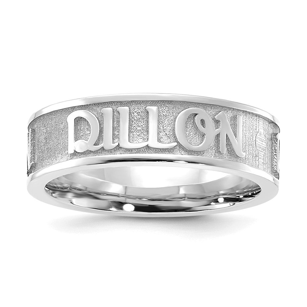 10k White Gold Polished and Sandblasted Name Ring