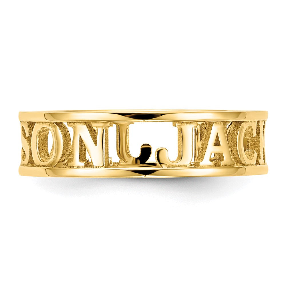 14k Yellow Gold Cut-out Name Ring