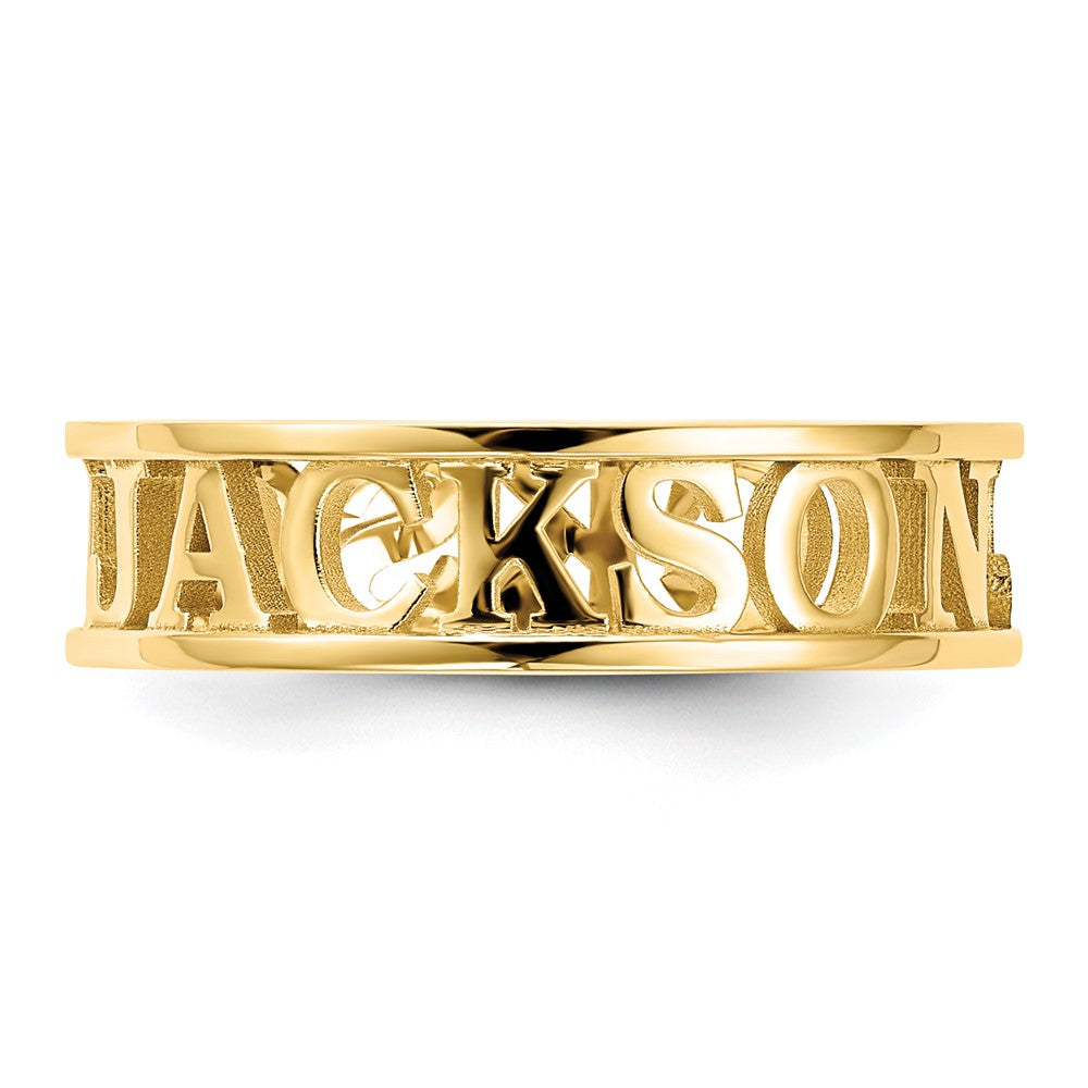 14k Yellow Gold Cut-out Name Ring