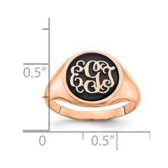 14K Rose Gold Polished with Enameled Background Monogram Ring