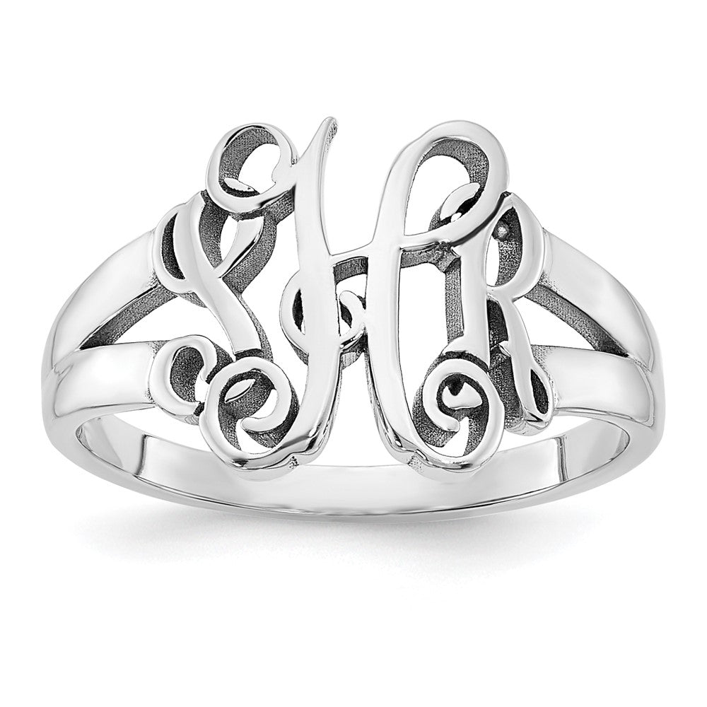 14k White Gold Monogram Ring - 4