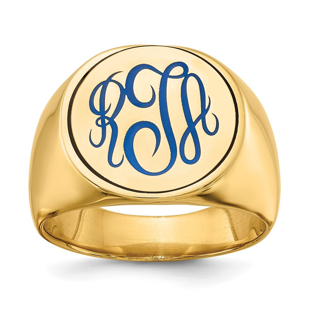 14KY Round with Engravable Top Signet Ring