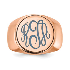 14k Rose Gold Round with Engravable Top Signet Ring