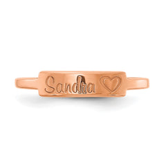 14k Rose Gold Heart and Name Bar Ring