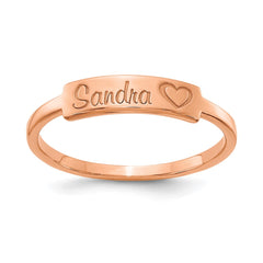 14k Rose Gold Heart and Name Bar Ring