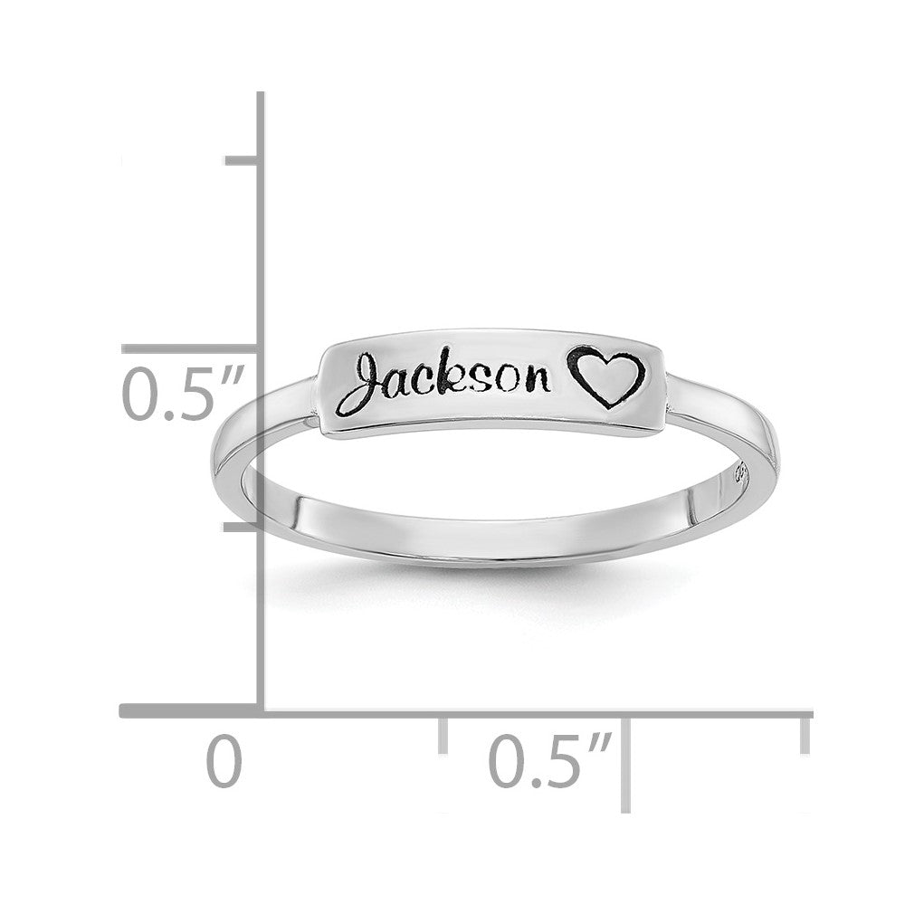 10k White Gold Heart and Name Bar Ring