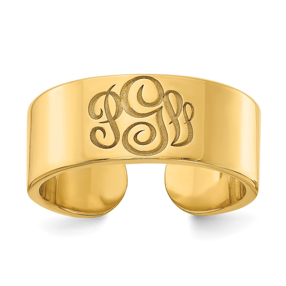 14KY Polished Cigar Style Monogram Ring