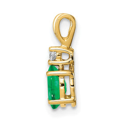 14k 6x4mm Oval Emerald VS Diamond pendant