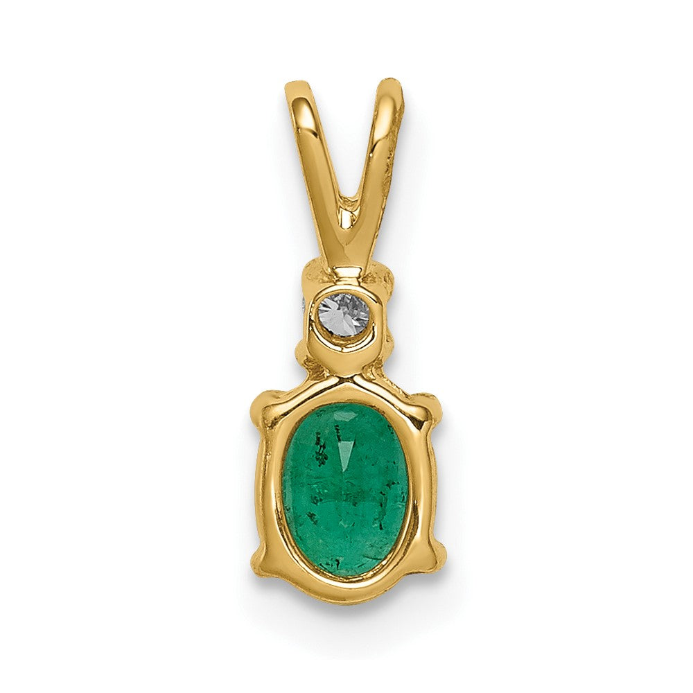14k 6x4mm Oval Emerald VS Diamond pendant