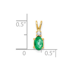 14k 6x4mm Oval Emerald VS Diamond pendant