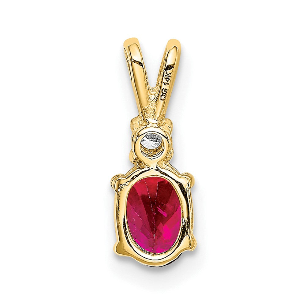 14k 6x4mm Oval Ruby A Diamond pendant