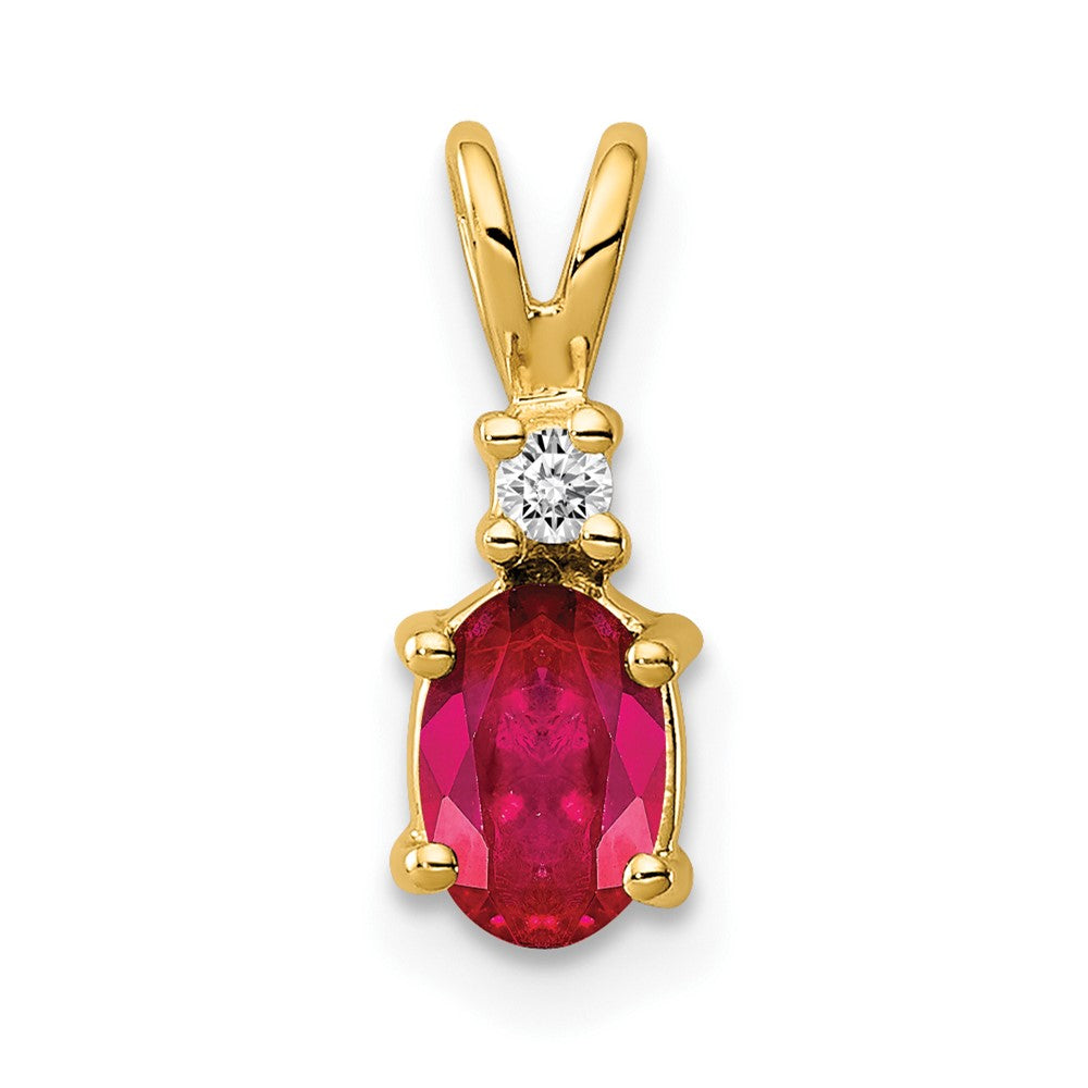 14k 6x4mm Oval Ruby A Diamond pendant