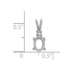 14k White Gold Diamond and 7x5mm Oval Stone Pendant Mounting