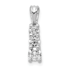 14k White Gold Complete 1/2 carat Three-stone AAA Diamond Pendant