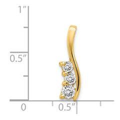 14k Complete 3/8 carat Three-Stone A Diamond Curved Bar Chain Slide