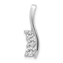 14k White Gold Complete 3/8 carat Three-Stone AAA Diamond Curved Bar Chain Slide