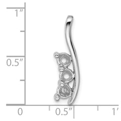 14k White Gold Holds 3-4.3mm Three-Stone Curved Bar Chain Slide Mounting