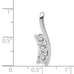 14k White Gold Complete 7/8 carat Three-Stone AA Diamond Curved Bar Chain Slide