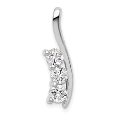 14k White Gold Complete 7/8 carat Three-Stone A Diamond Curved Bar Chain Slide