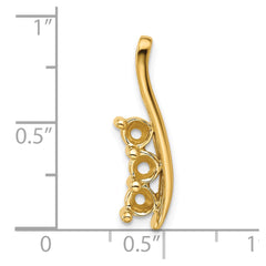 14k Holds 3-5.0mm Three-Stone Curved Bar Chain Slide Mounting