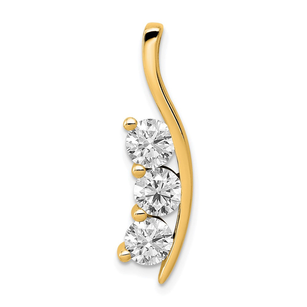 14k Complete 1.5 carat Three-Stone VS Diamond Curved Bar Chain Slide