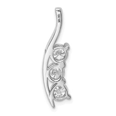 14k White Gold Complete 1.5 carat Three-Stone VS Diamond Curved Bar Chain Slide
