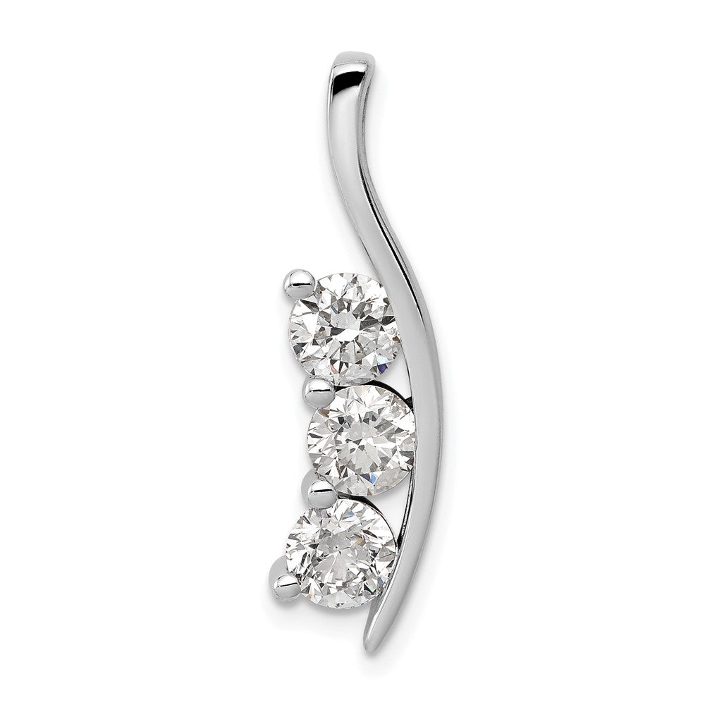 14k White Gold Complete 1.5 carat Three-Stone VS Diamond Curved Bar Chain Slide