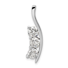 14k White Gold Complete 1.5 carat Three-Stone VS Diamond Curved Bar Chain Slide