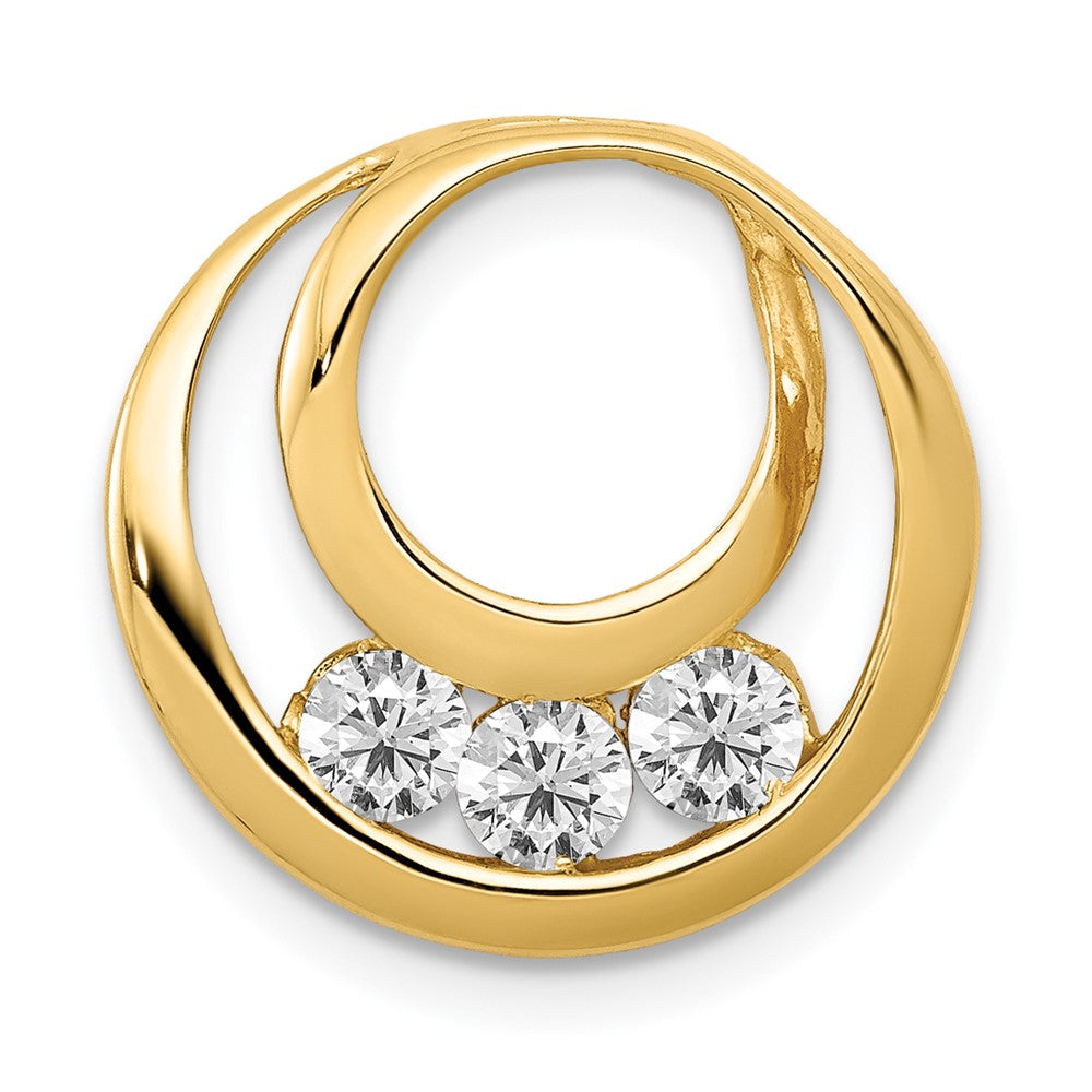 14k Complete 3-3.2mm VS Diamond Three-Stone Circle Chain Slide