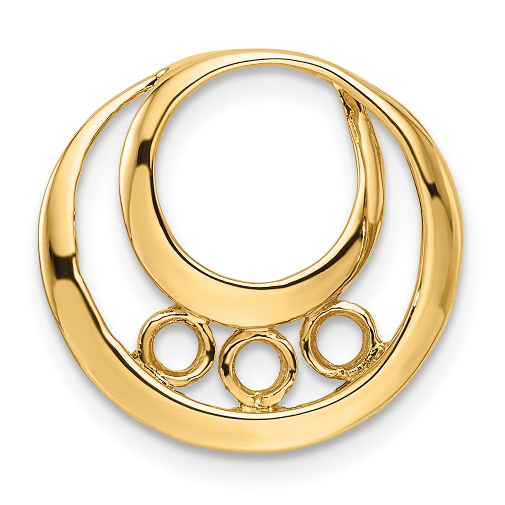 14k Rose Gold 3.2mm Three Stone Circles Chain Slide Mounting