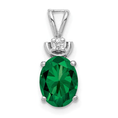 14k White Gold 8x6mm Oval Mount St. Helens AA Diamond Pendant