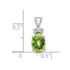 14k White Gold 8x6mm Oval Peridot AA Diamond Pendant