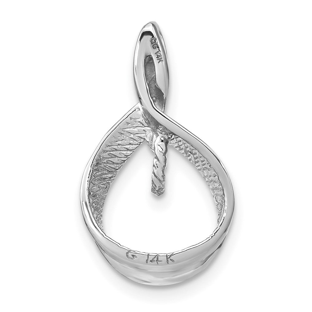 14k White Gold 7mm White Round Freshwater Cultured Pearl VS Diamond Pendant