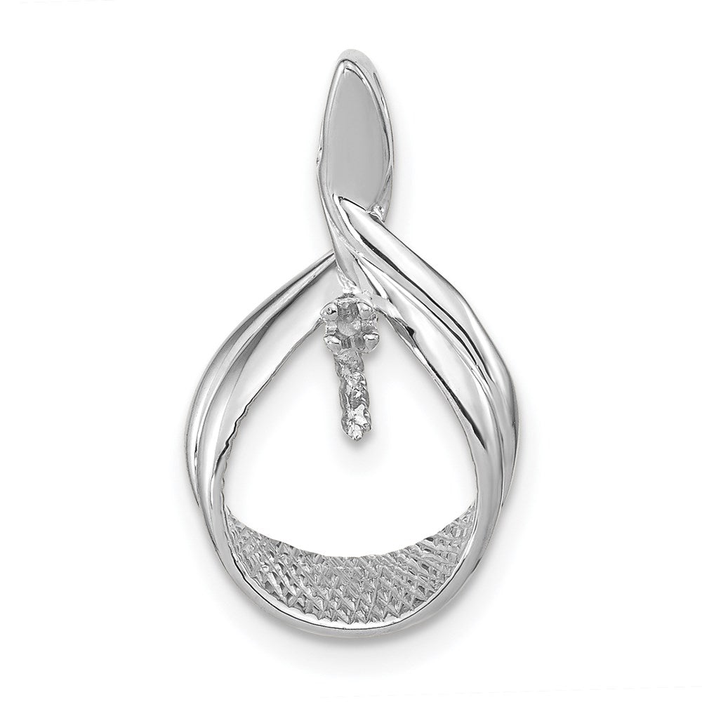 14k White Gold 7mm White Round Freshwater Cultured Pearl VS Diamond Pendant