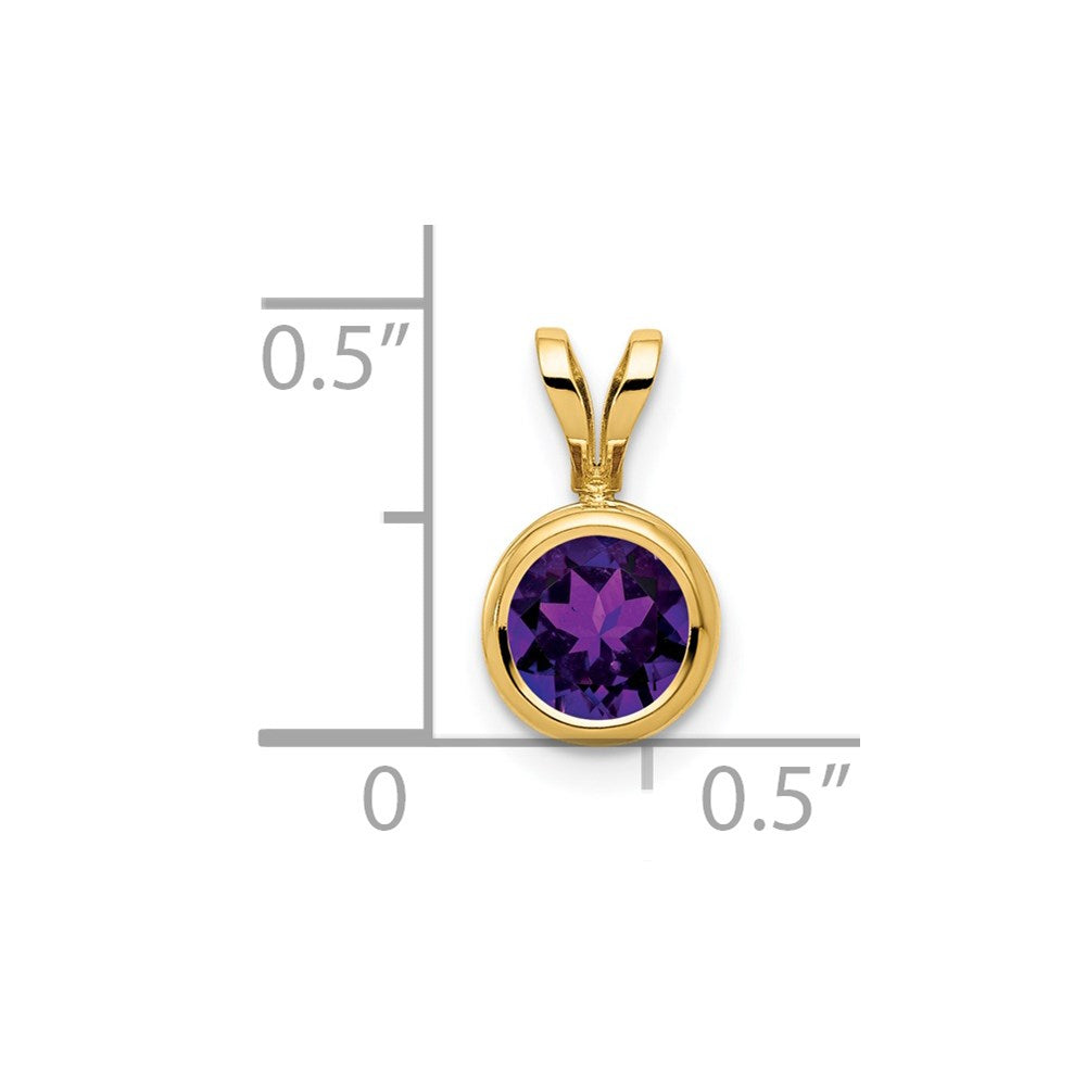 14k 6mm Amethyst bezel pendant - 2