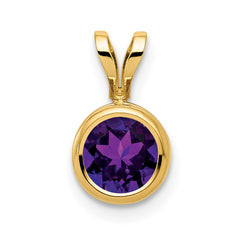 14k 6mm Amethyst bezel pendant - 2