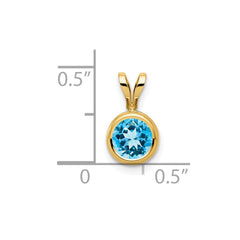 14k 6mm Blue Topaz bezel pendant