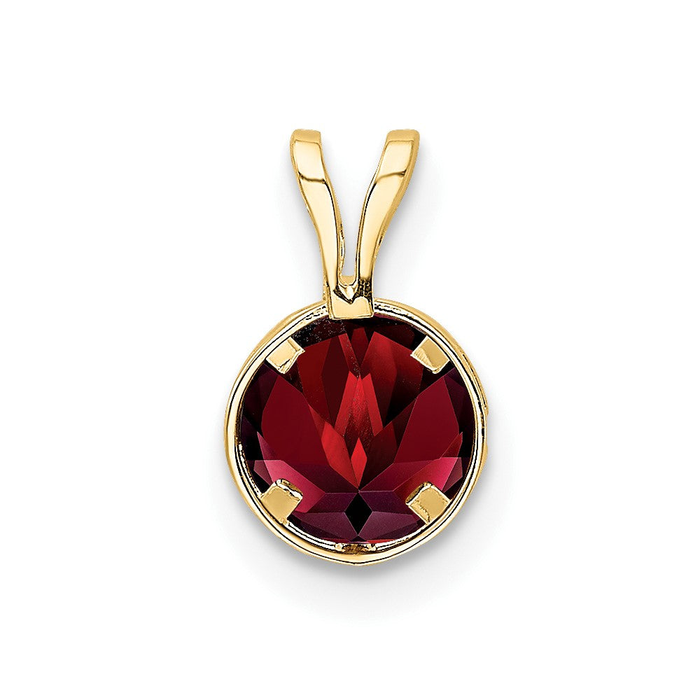 14k 6mm Garnet bezel pendant - 2