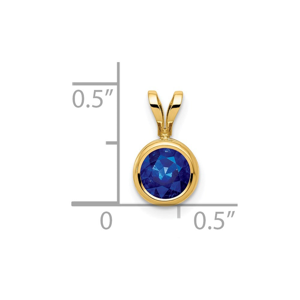 14k 6mm Sapphire Bezel-set Pendant